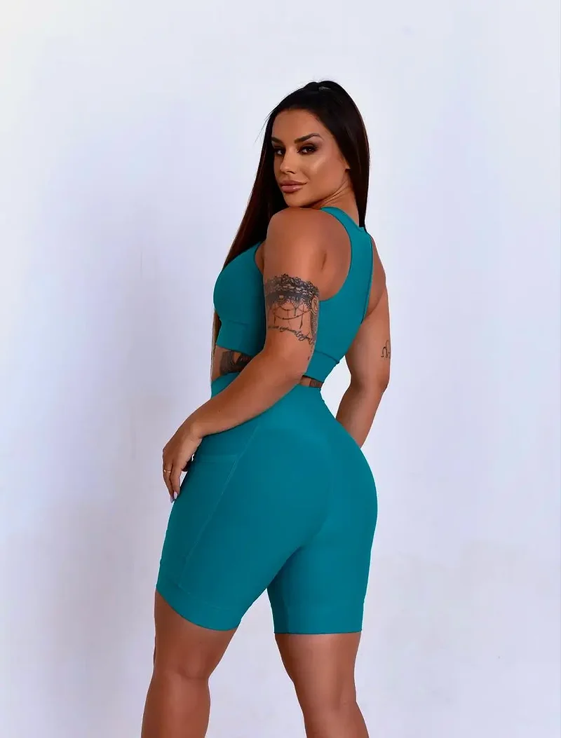 Bermuda Fitness Bolso Lateral Chá Verde