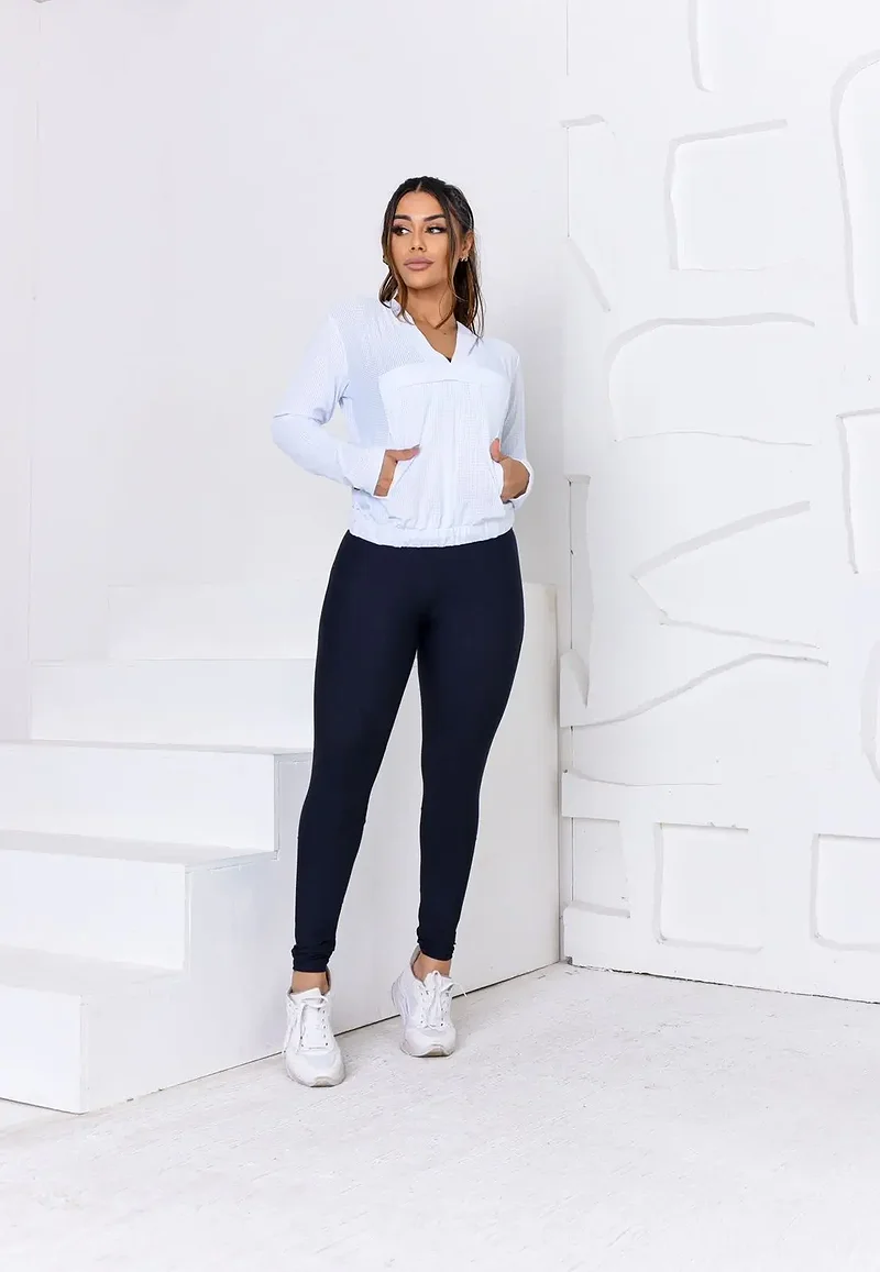 Jaqueta Fitness Capuz Branco