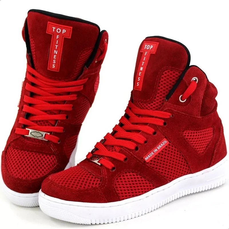 Tênis Botinha Unissex Academia Vermelho Branco