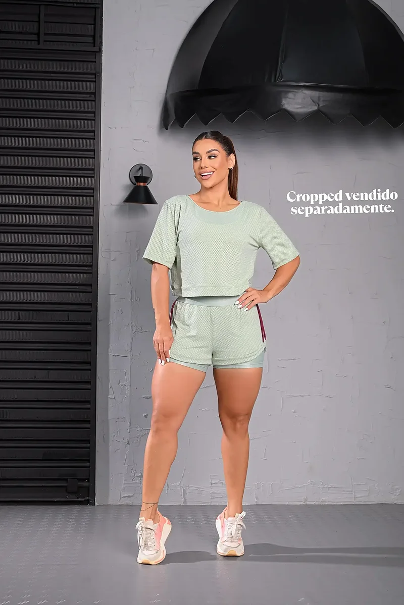 Conjunto Fitness Alice Short Duplo e Top Aloe Premium