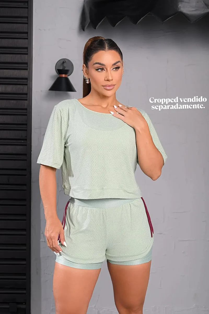 Conjunto Fitness Alice Short Duplo e Top Aloe Premium