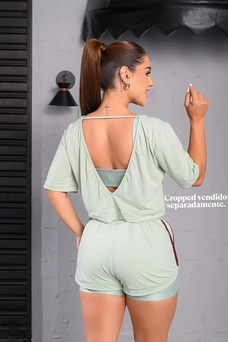 Conjunto Fitness Alice Short Duplo e Top Aloe Premium