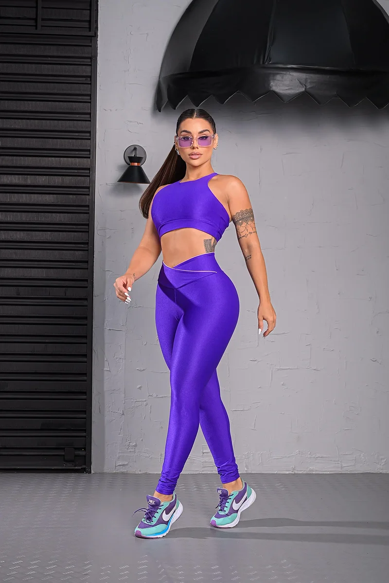 Conjunto Fitness Eva Calça Legging e Top Uva