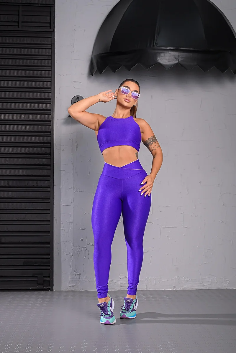 Conjunto Fitness Eva Calça Legging e Top Uva