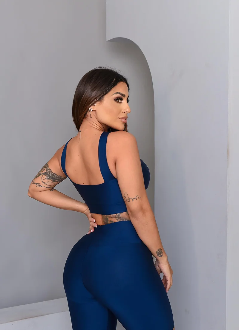Cropped Fitness Intensi Azul Marinho
