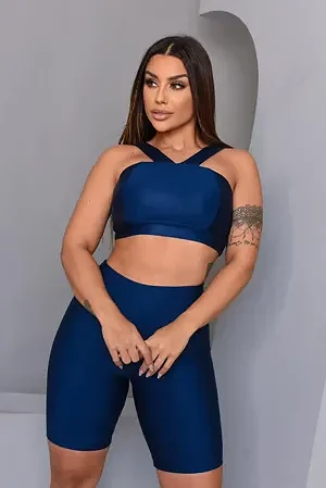 Cropped Fitness Intensi Azul Marinho
