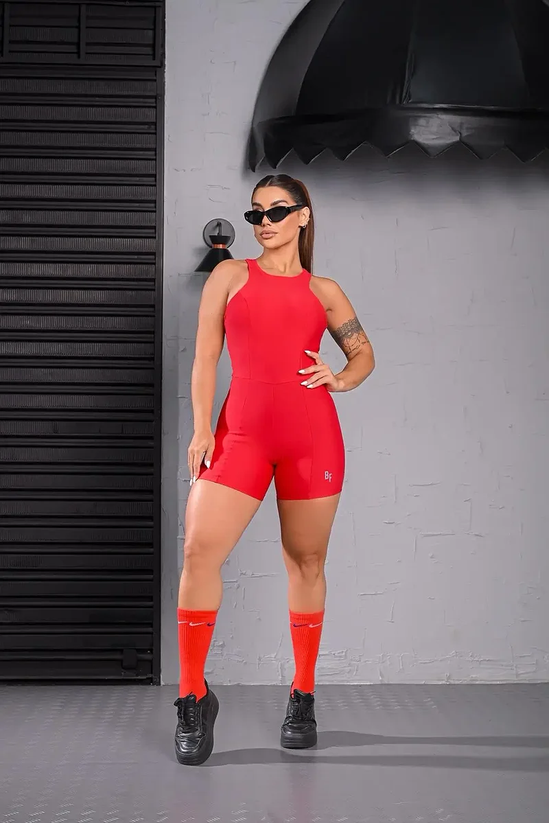 Macaquinho Fitness Flora Vermelho