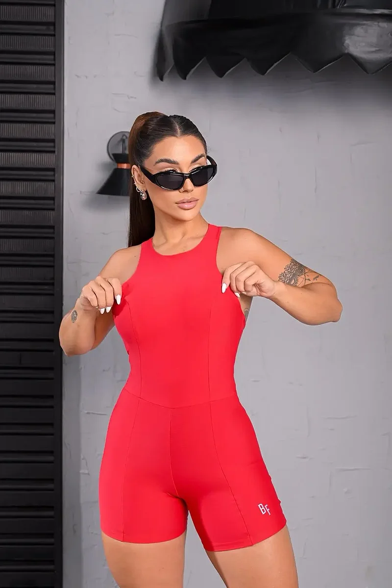 Macaquinho Fitness Flora Vermelho
